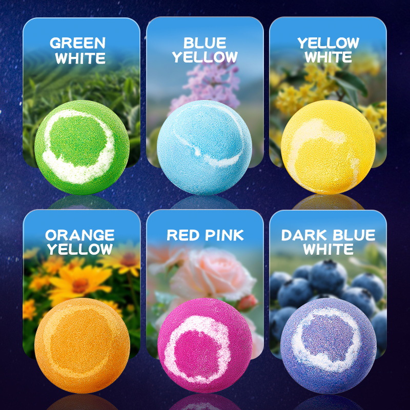 Cross-border export wholesale of 6-piece set of SADOER Planetary Fragrance Bath salt Balls for body cleansing Specification drawing