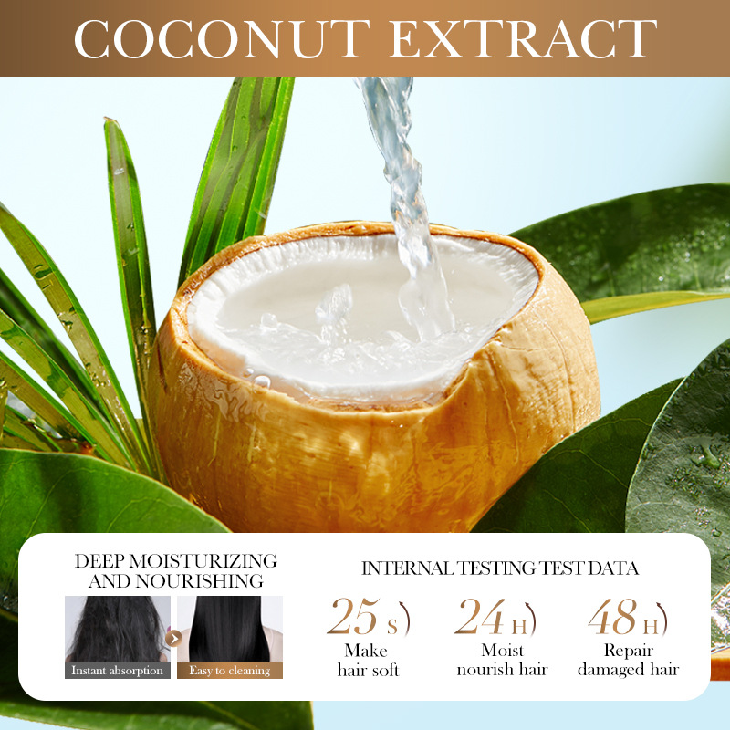 All-english SADOER Nourishing Coconut Hair Mask, Smooth, Soft and Fluffy Hair Conditioner cross-border export wholesale Specification drawing