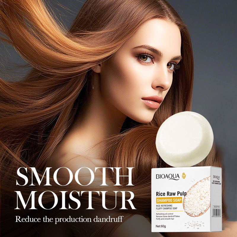 All-english BIOAOUA Rice pure-based refreshing and fluffy shampoo Soap and cleaning shampoo cross-border export wholesale full figure