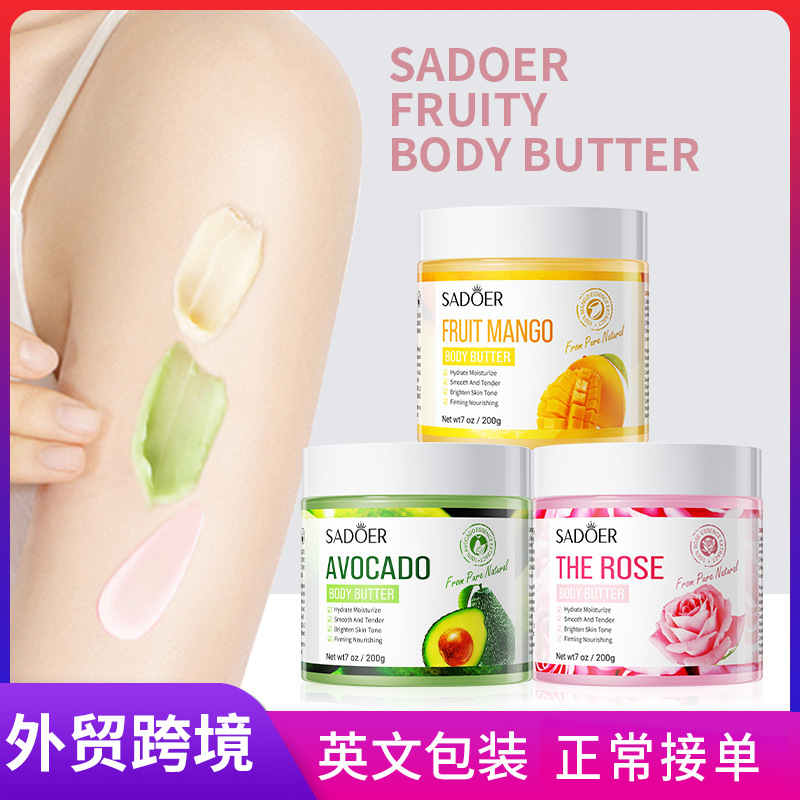 Cross-border wholesale of SADOER avocado Body Butter Moisturizing Body Lotion Series in English full figure