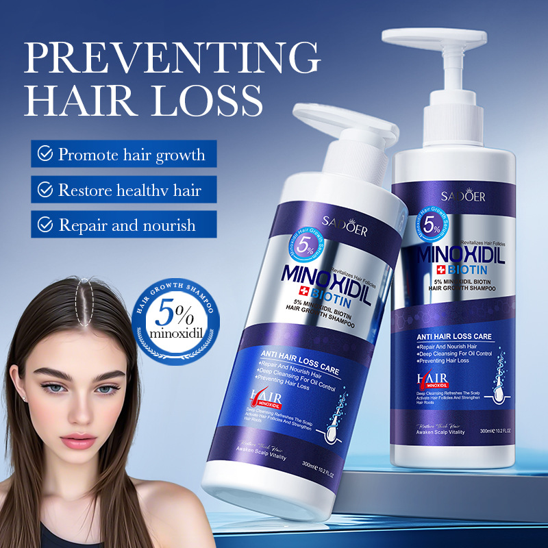 Sadoer 5% Minoxidil Biotin Hair Growth Shampoo and Softening Shampoo for cross-border export full figure
