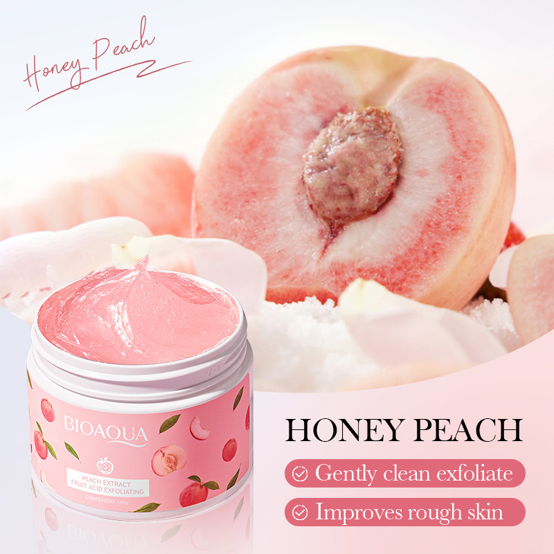 All-english Boquanya Peach Exfoliating Cream 140g Body Cleansing Scrub Cross-border export wholesale details Picture