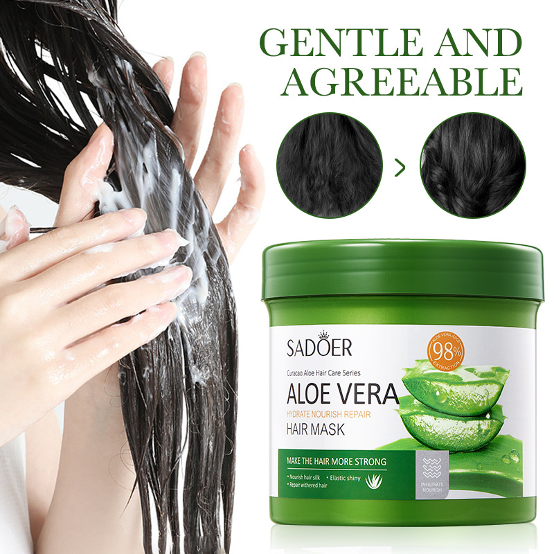 Cross-border wholesale of SADOER aloe Vera Moisturizing and Repairing Hair Mask, Egg Care, Smooth and silky Hair Mask Application Scenario