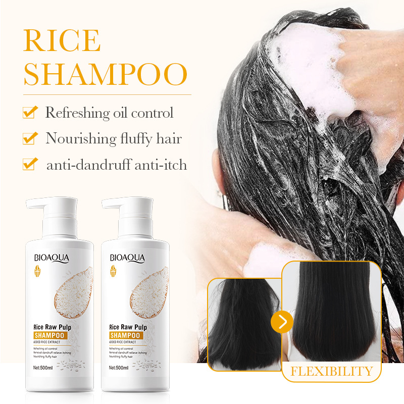 All-english BIOAOUA Rice Essence Hair Care Set, shampoo, hair mask and Conditioner cross-border export wholesale Specification drawing
