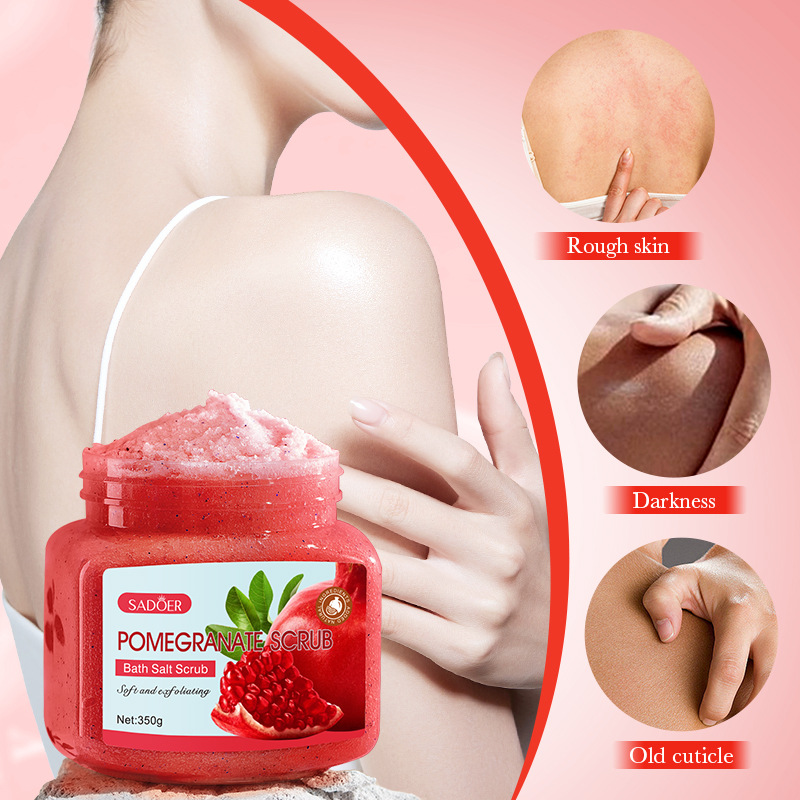SADOER Pomegranate Exfoliating and Cleansing Scrub in English for body exfoliation and skin improvement cross-border trade Application Scenario