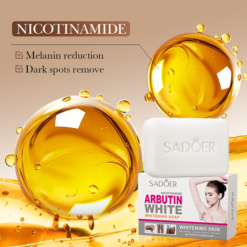 SADOER Nicotinamide arbutin Whitening and Darkening Soap Brightening and Cleaning Handmade Soap Cross-border wholesale Specification drawing