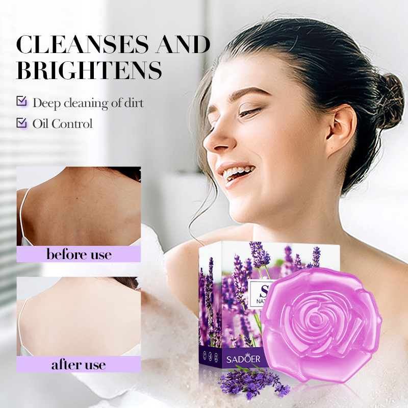 SADOER lavender essential oil soap, handmade soap for cleansing the body, universal soap for cross-border wholesale trade Item Picture