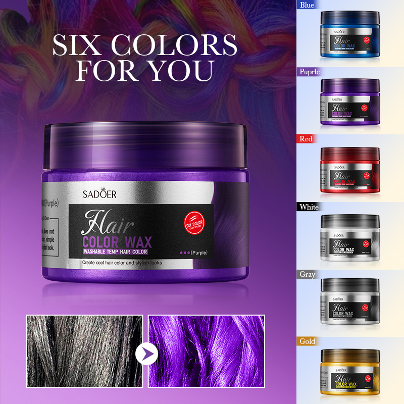 All-english SADOER colored hair paste (purple), natural and fluffy hair wax for styling, cross-border export wholesale Item Picture