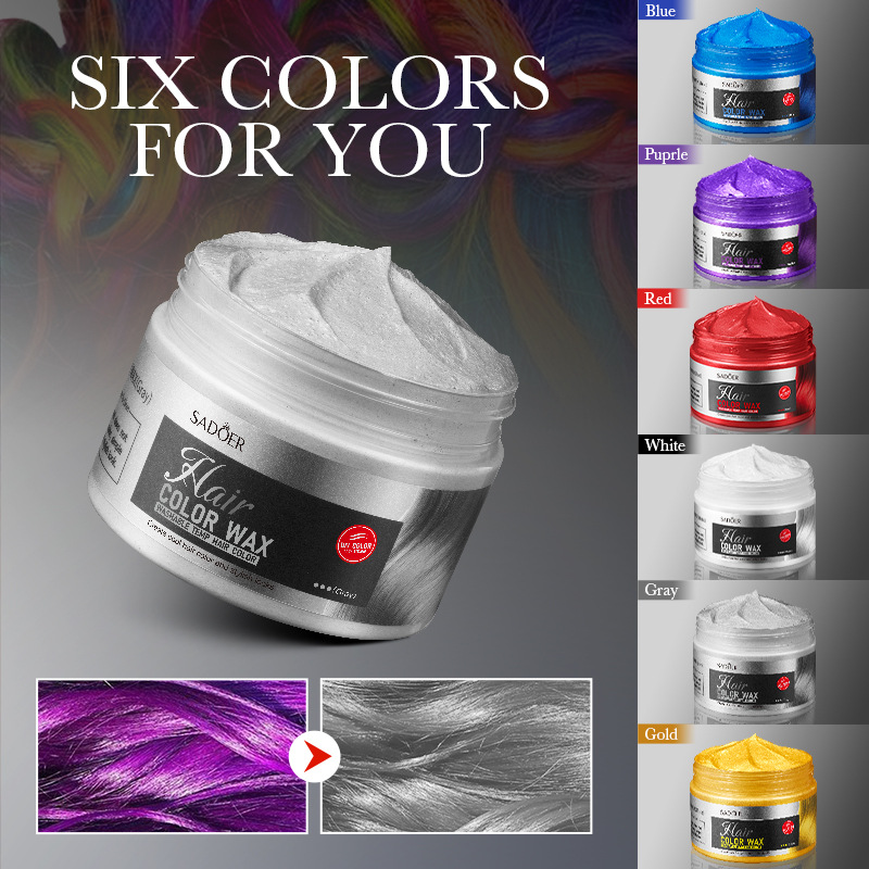 All-english SADOER colored hair paste (gray), natural and fluffy hair wax for styling, cross-border export wholesale Item Picture