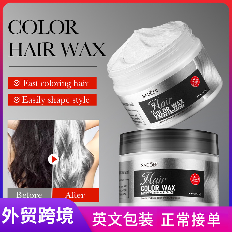 All-english SADOER colored hair paste (white), natural and fluffy hair wax for styling, cross-border export wholesale full figure