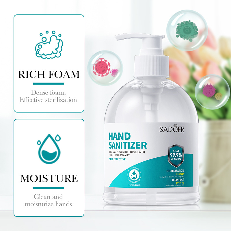 Cross-border export wholesale of all-English SADOER disinfectant and sterilizing hand sanitizer Foam cleaning and antibacterial hand sanitizer Specification drawing