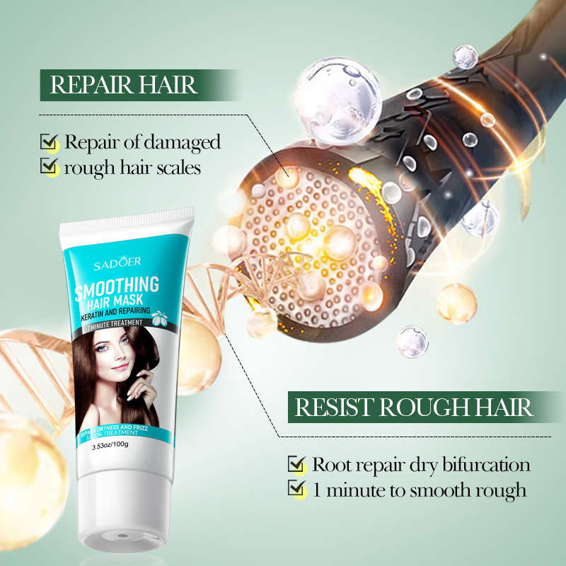 The all-English SADOER one-minute oil keratin softening and repairing hair mask improves frizz and softness. Cross-border export details Picture