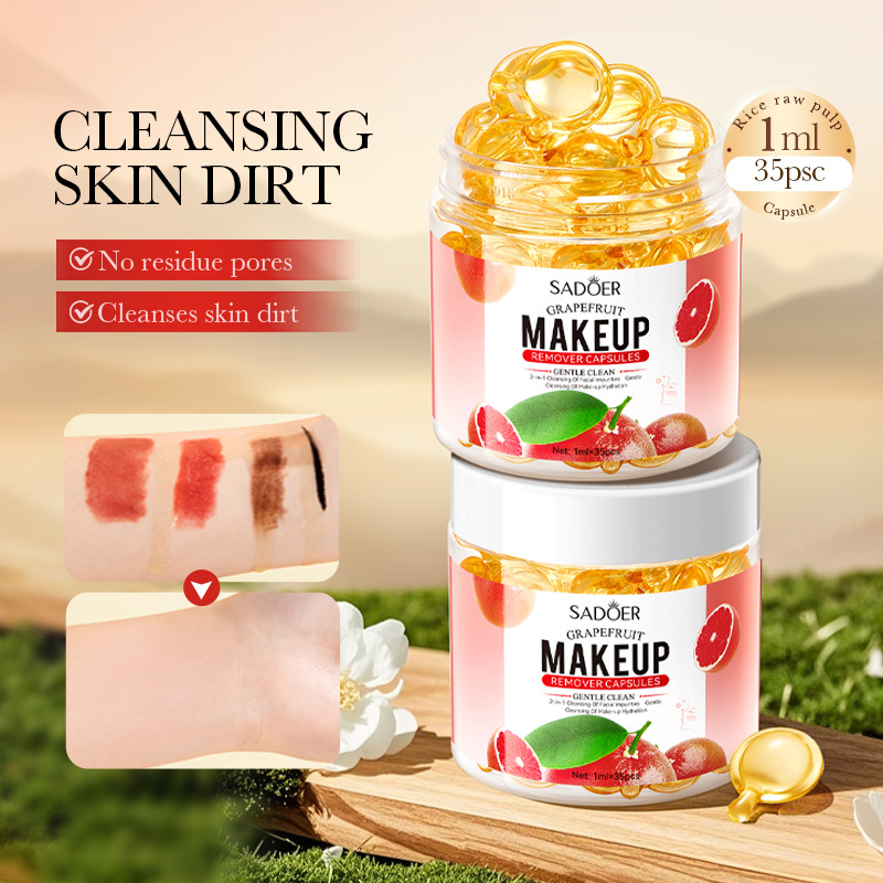 All-english SADOER Grapefruit Makeup Remover Capsules - Cleansing and Dissolving Makeup Remover Capsules - Cross-border export wholesale details Picture