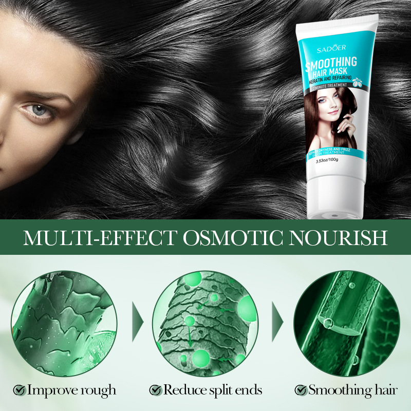 The all-English SADOER one-minute oil keratin softening and repairing hair mask improves frizz and softness. Cross-border export Item Picture