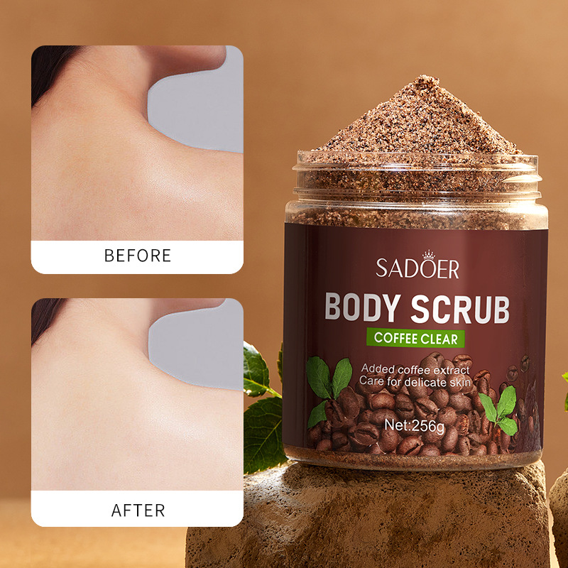 Cross-border wholesale of all-English SADOER coffee Body Cleansing Scrub for softening keratin and fine scrub Application Scenario