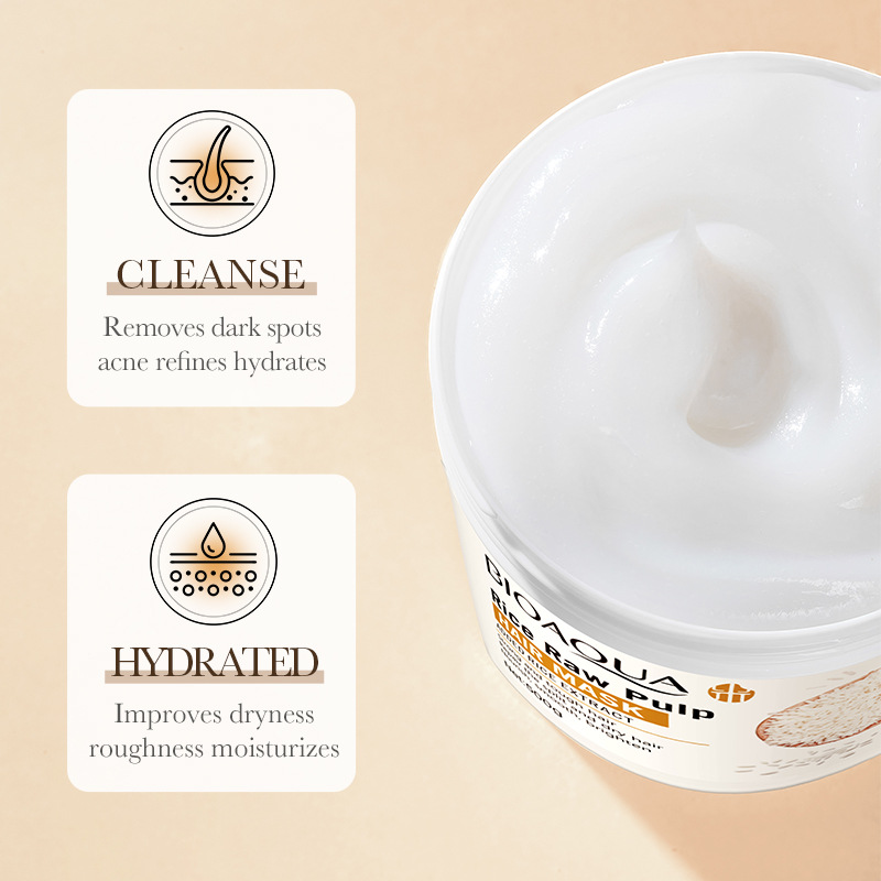 All-english BIOAOUA Rice Pureed Hair Mask Drying, Moisturizing and Nourishing Hair Conditioner Cross-border export wholesale details Picture
