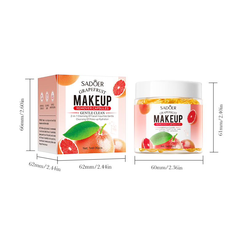 All-english SADOER Grapefruit Makeup Remover Capsules - Cleansing and Dissolving Makeup Remover Capsules - Cross-border export wholesale Item Picture