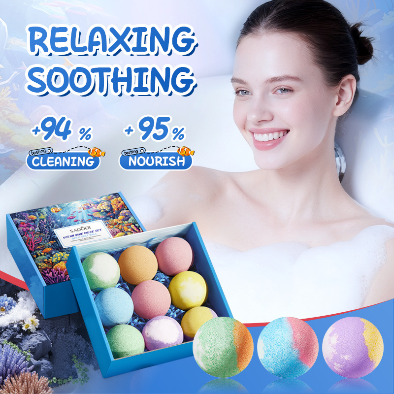 SADOER Ocean 9-piece Set of scented Bath salt Balls for body Cleansing, cross-border export wholesale full figure