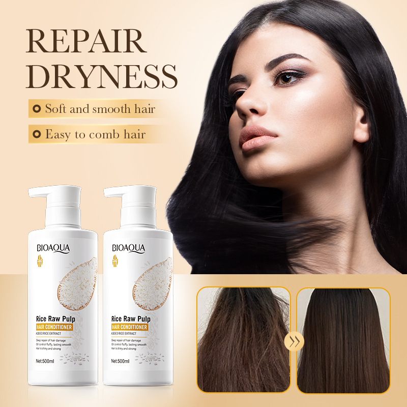 All-english BIOAOUA Rice Essence Hair Care Set, shampoo, hair mask and Conditioner cross-border export wholesale details Picture