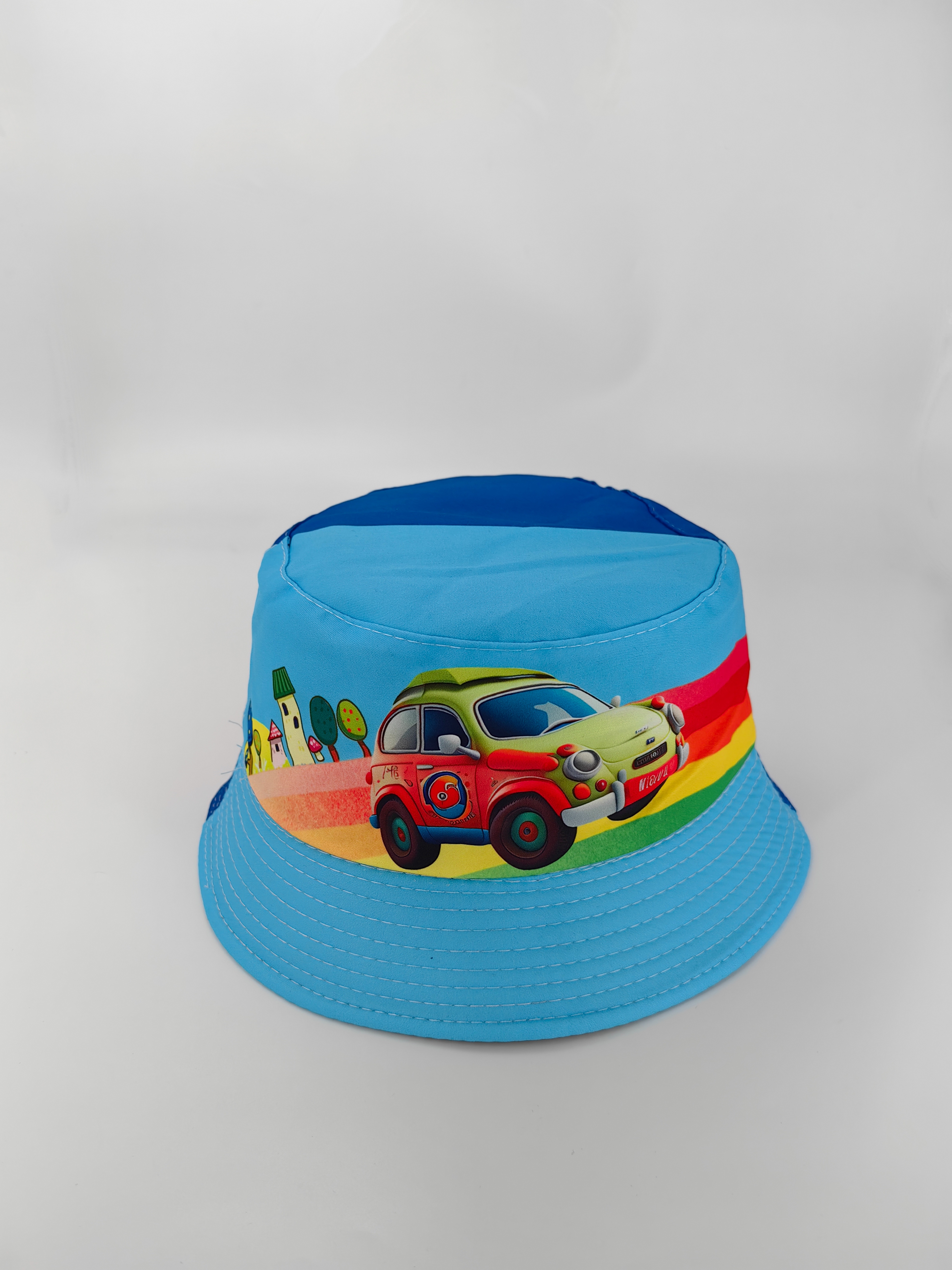 This spring and summer bestseller is a children's car with double-sided printed and color-blocked front and back. It can be worn on both sides with a fisherman's hat. It is cute, cartoon, classic and versatile. It can be used outdoors for sun protection and shade. It is foldable and easy to carry. It is suitable for both men and women. It has a dock circumference of 54CM details Picture