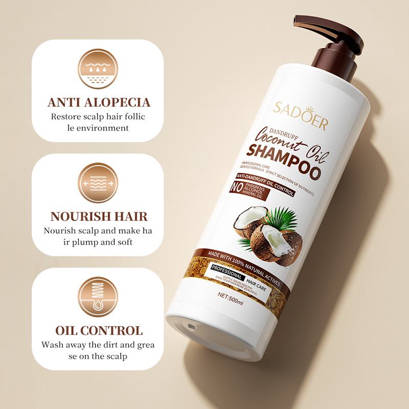 Cross-border export wholesale of SADOER coconut shampoo, nourishing, smooth, fluffy and anti-dandruff shampoo Specification drawing