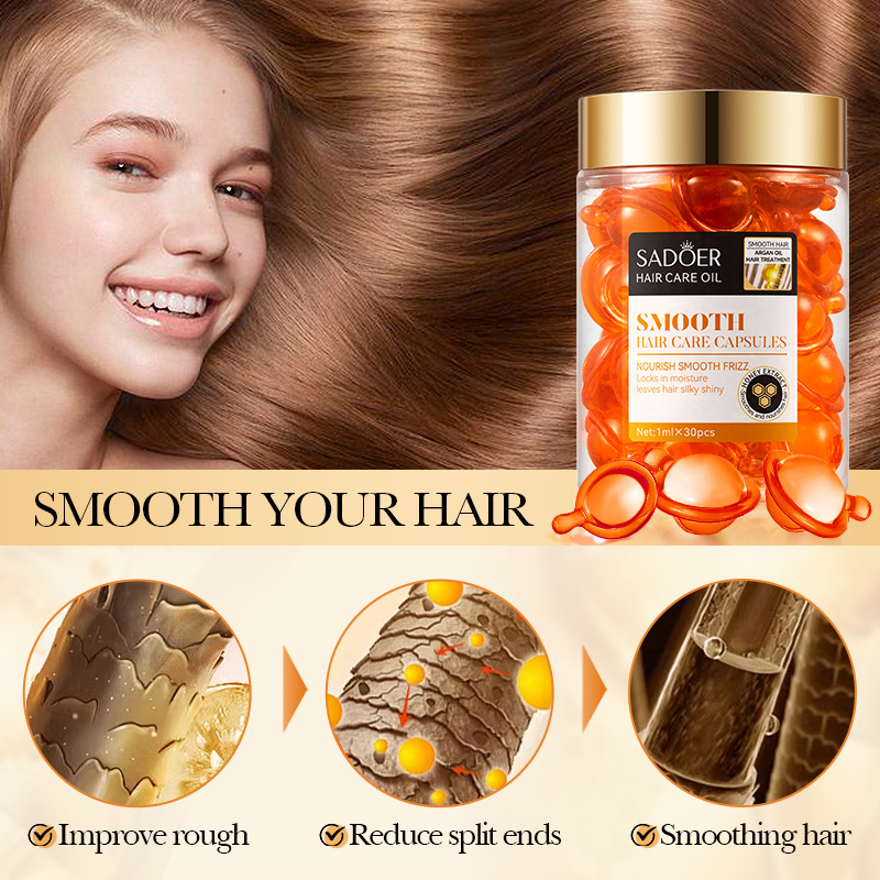 Cross-border wholesale of SADOER Moroccan Argan Oil Honey Softening Hair Care Capsules and hair conditioner in English Application Scenario