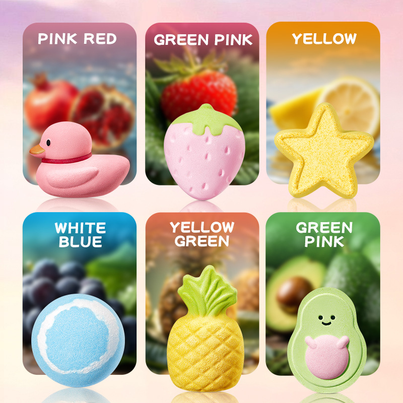 All-english SADOER cute fruit bath salt Balls 6-piece set for body cleaning, cross-border export wholesale Application Scenario