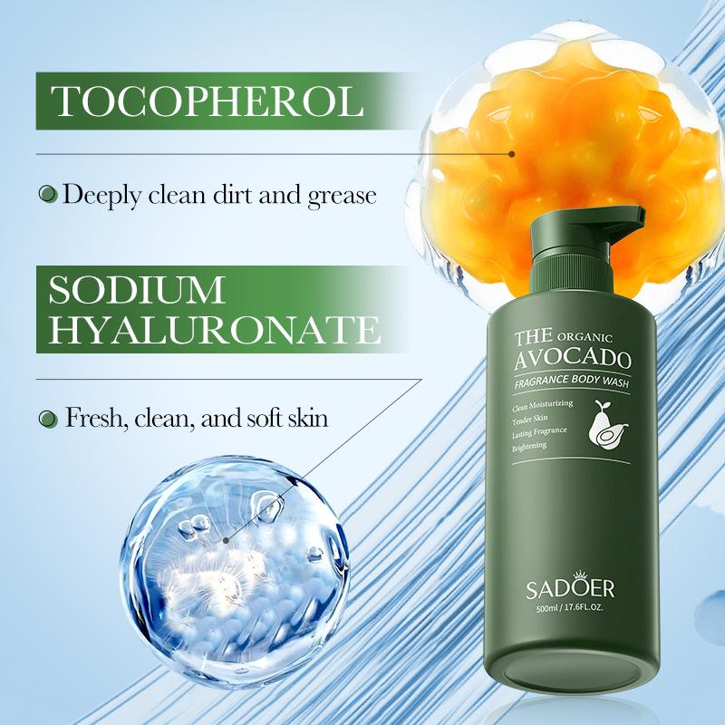 Cross-border wholesale of SADOER avocado Moisturizing Scented Body Wash and Cleansing Body Wash in English Application Scenario