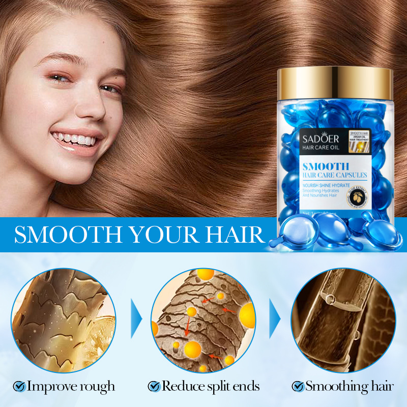 Cross-border wholesale of SADOER Moroccan Argan Oil Olive Softening Hair Care Capsules and hair conditioner in English Application Scenario