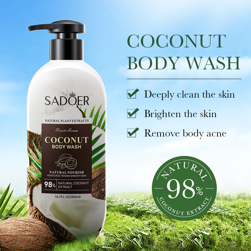 All-english SADOER coconut Body Wash for cleansing and exfoliating, delicate body wash cross-border export wholesale details Picture