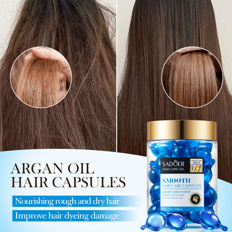 Cross-border wholesale of SADOER Moroccan Argan Oil Olive Softening Hair Care Capsules and hair conditioner in English details Picture
