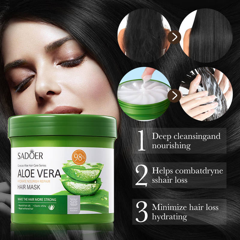 Cross-border wholesale of SADOER aloe Vera Moisturizing and Repairing Hair Mask, Egg Care, Smooth and silky Hair Mask Item Picture