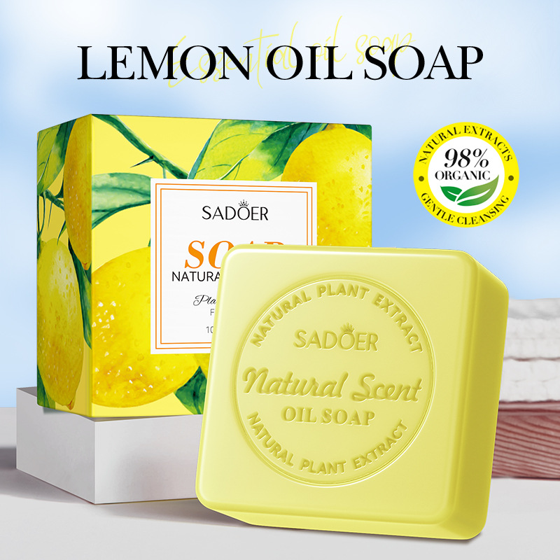 SADOER natural lemon essential oil soap for cleansing the body, universal handmade soap, cross-border export wholesale details Picture