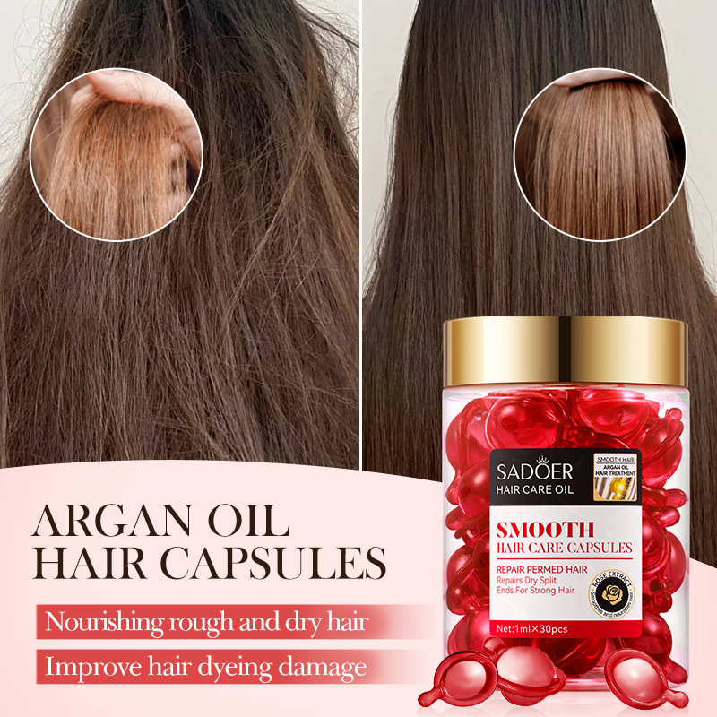 Cross-border wholesale of SADOER Moroccan Argan Oil Rose Softening Hair Care Capsules and hair conditioner in English details Picture