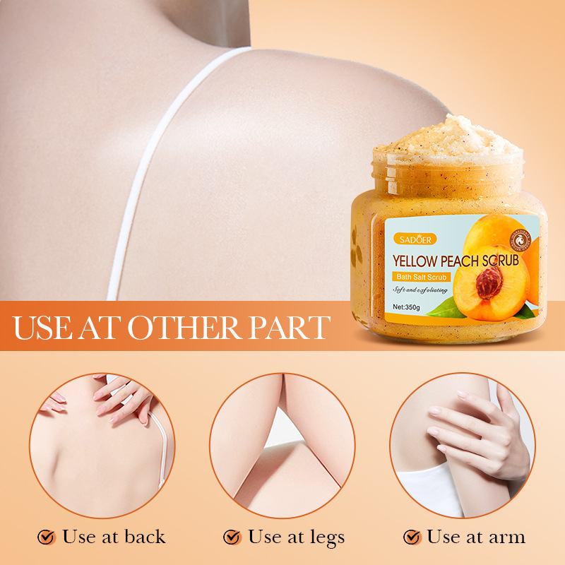 All-english SADOER Yellow Peach Exfoliating and Cleansing Scrub for body cleansing, cross-border export wholesale Item Picture