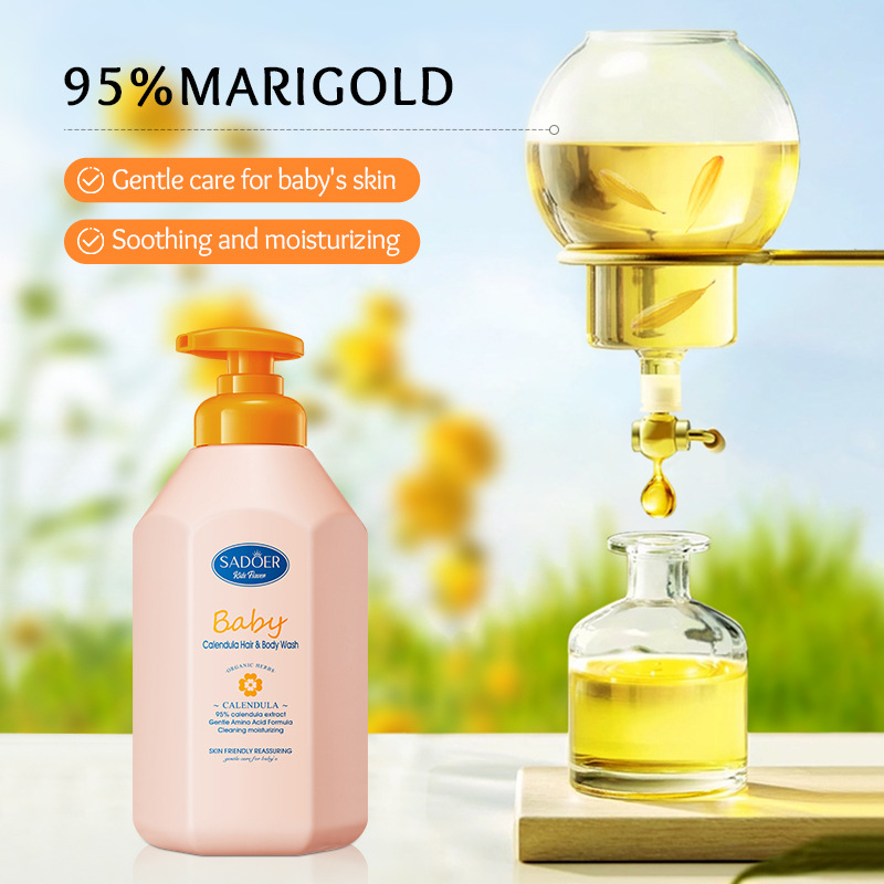 Cross-border export wholesale of SADOER children's Calendula amino Acid Gentle Moisturizing Shampoo and Body Wash in full English details Picture