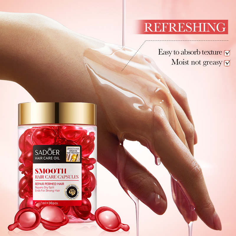 Cross-border wholesale of SADOER Moroccan Argan Oil Rose Softening Hair Care Capsules and hair conditioner in English Item Picture