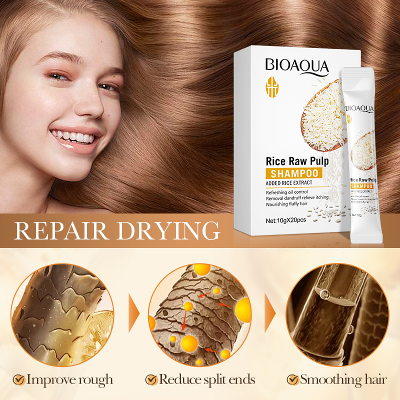 All-english BIOAOUA Rice purees Hair Care Mask to improve frizzy and smooth Hair Conditioner Cross-border export wholesale Application Scenario