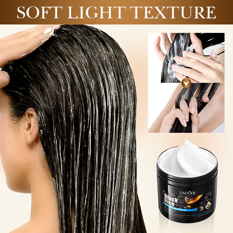Cross-border export wholesale of SADOER Black Rice Anti-breakage, Anti-dandruff, Repairing and Nourishing Hair Mask and Softening Conditioner Specification drawing