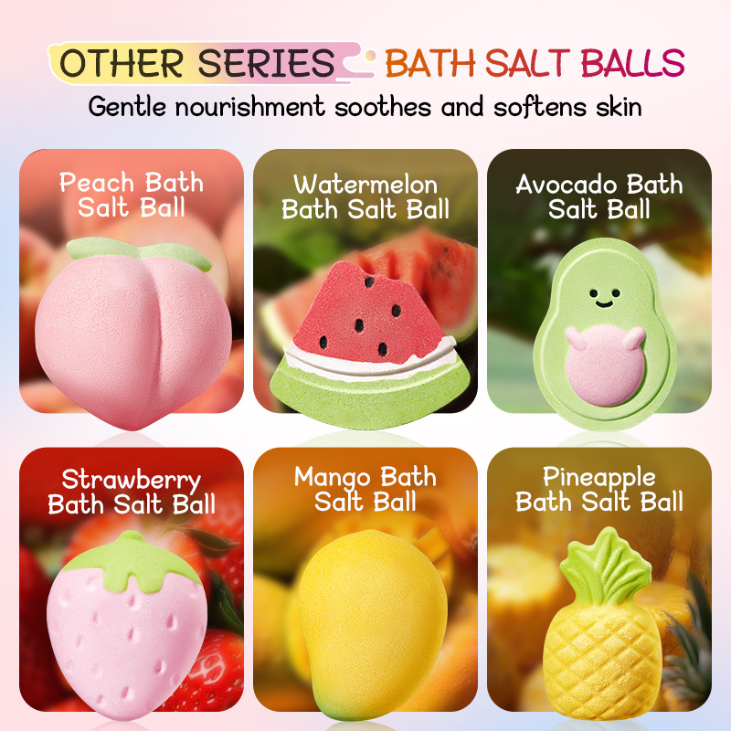 All-english SADOER Colorful Fruit Bath Salt Balls 6-piece set for body cleaning, cross-border export wholesale Application Scenario