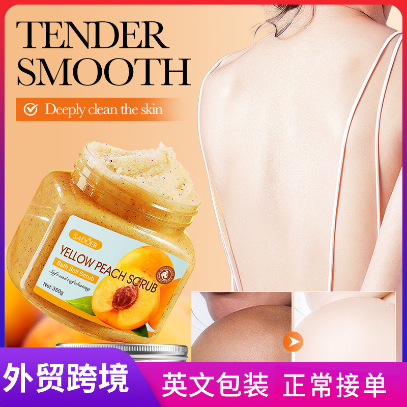 All-english SADOER Yellow Peach Exfoliating and Cleansing Scrub for body cleansing, cross-border export wholesale full figure