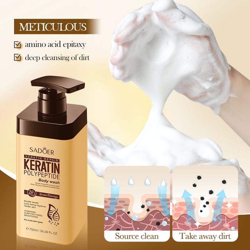 Cross-border wholesale of SADOER keratin peptide Moisturizing and rejuvenating body Wash and cleansing body wash in full English details Picture