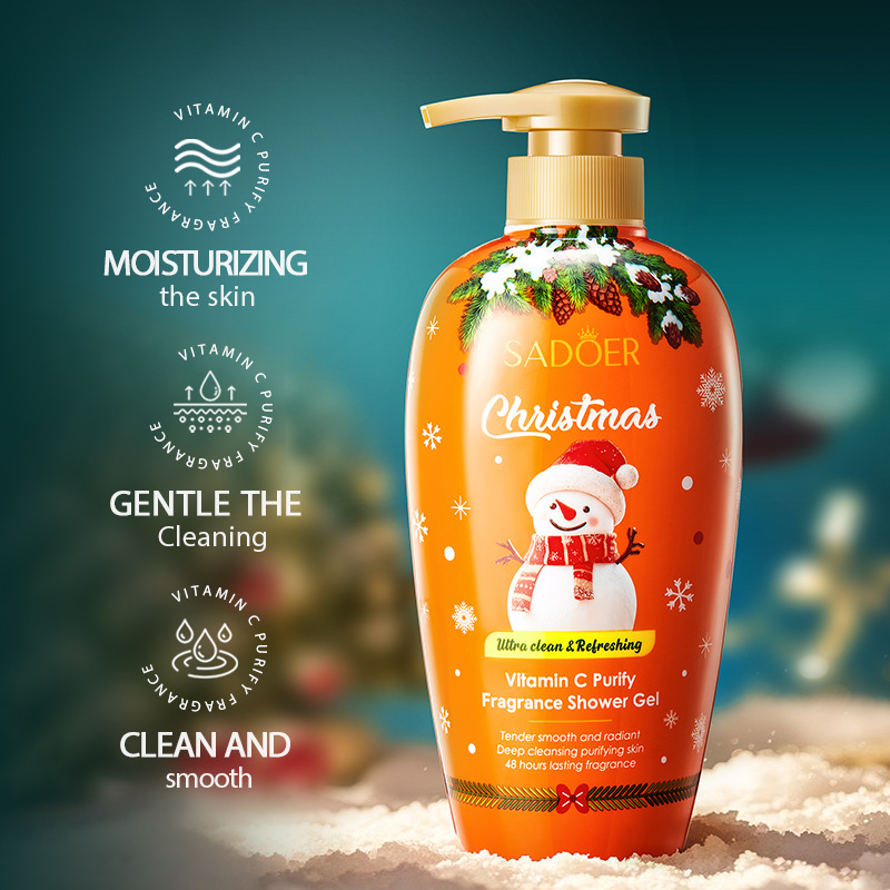 SADOER Christmas Vitamin C Cleansing Fragrance Body Wash and Body Cleansing Lotion Cross-border export wholesale Specification drawing