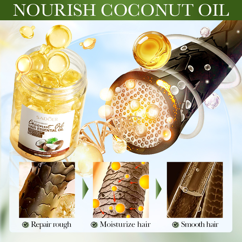 SADOER Coconut Oil Nourishing and Smoothing Hair Essential Oil Capsules Softening Hair Conditioner Cross-border export wholesale Application Scenario