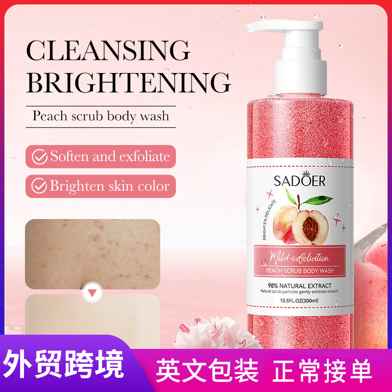 Full English SADOER peach Body Scrub Body Wash Cross-border export wholesale full figure