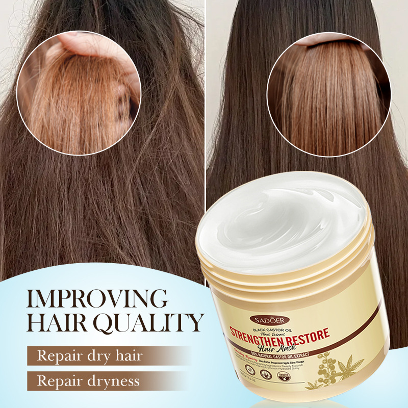 Cross-border export wholesale of SADOER black castor Oil Hair Mask, soft, smooth and fluffy Hair Conditioner Item Picture