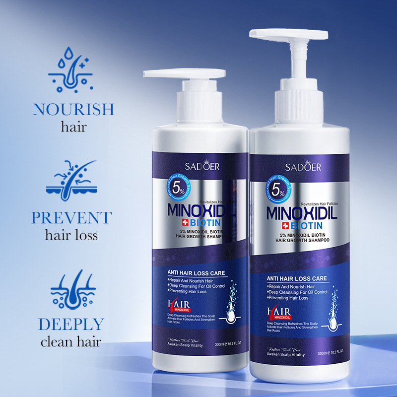 Sadoer 5% Minoxidil Biotin Hair Growth Shampoo and Softening Shampoo for cross-border export details Picture