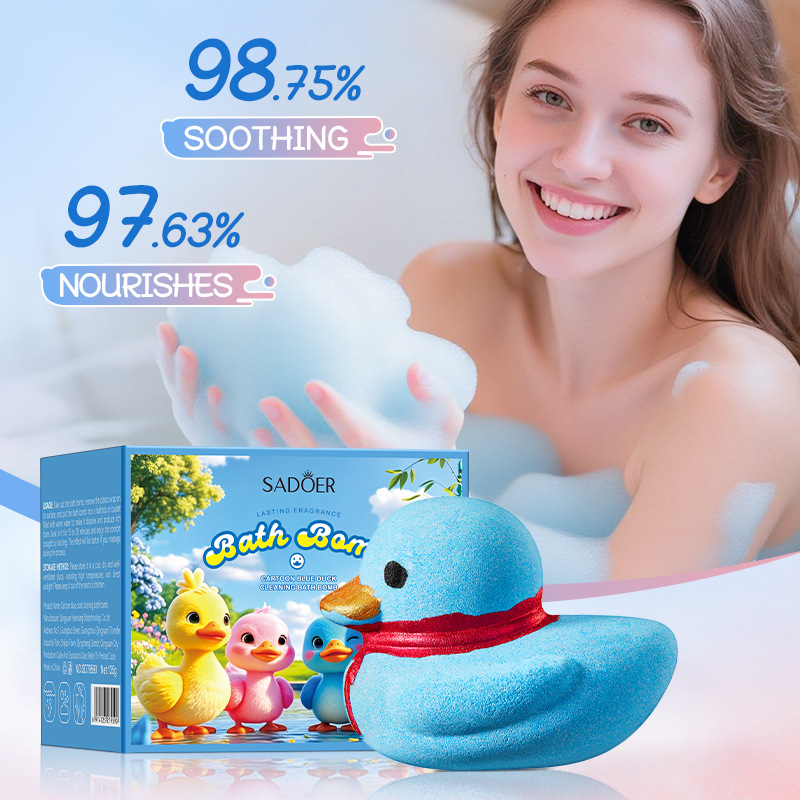 All-english SADOER cartoon blue duck cleaning bath salt balls (float balls) cross-border export wholesale of cleaning bath salt balls details Picture