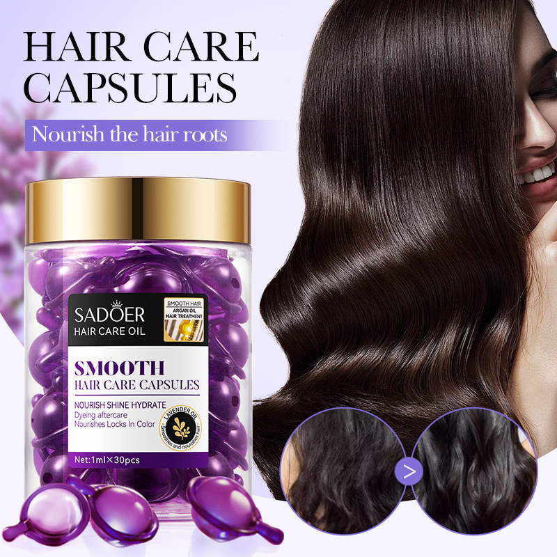 Cross-border wholesale of SADOER Moroccan Argan Oil Lavender Softening Hair Care Capsules and hair conditioner in English details Picture