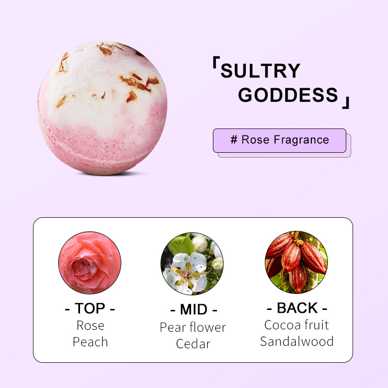 All-english SADOER explosive bath salt balls, rose fragrance bath, gentle and skin-friendly bath balls, cross-border export wholesale Specification drawing